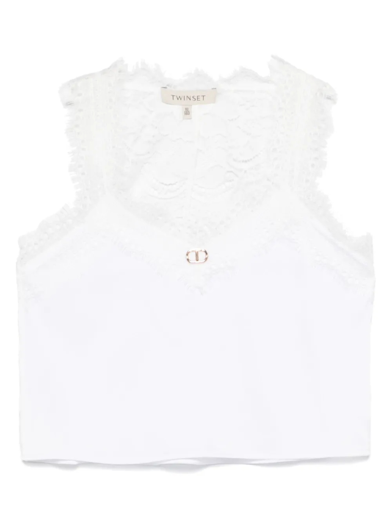 

TWINSET Kids топ с кружевной отделкой, белый