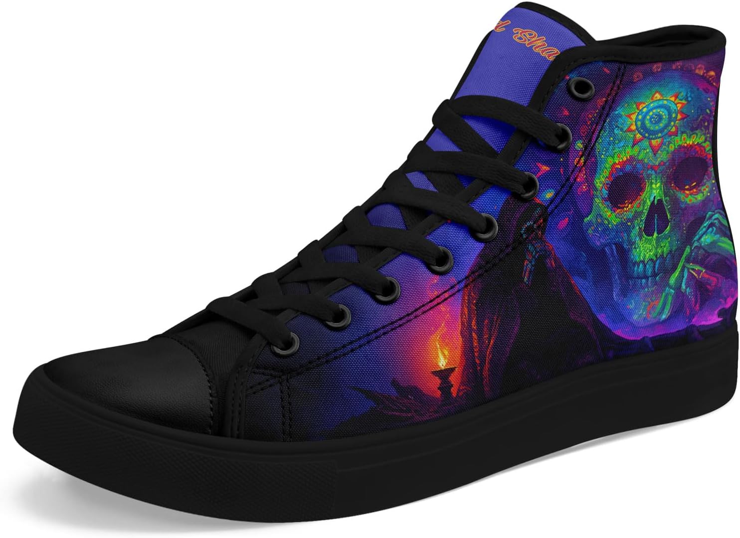 

Высокие кеды с черепом из холста для мужчин и женщин, панк-готический стиль, модные унисекс, стильные повседневные обувь с плоской подошвой Awsole, черный/синий/зеленый/розовый