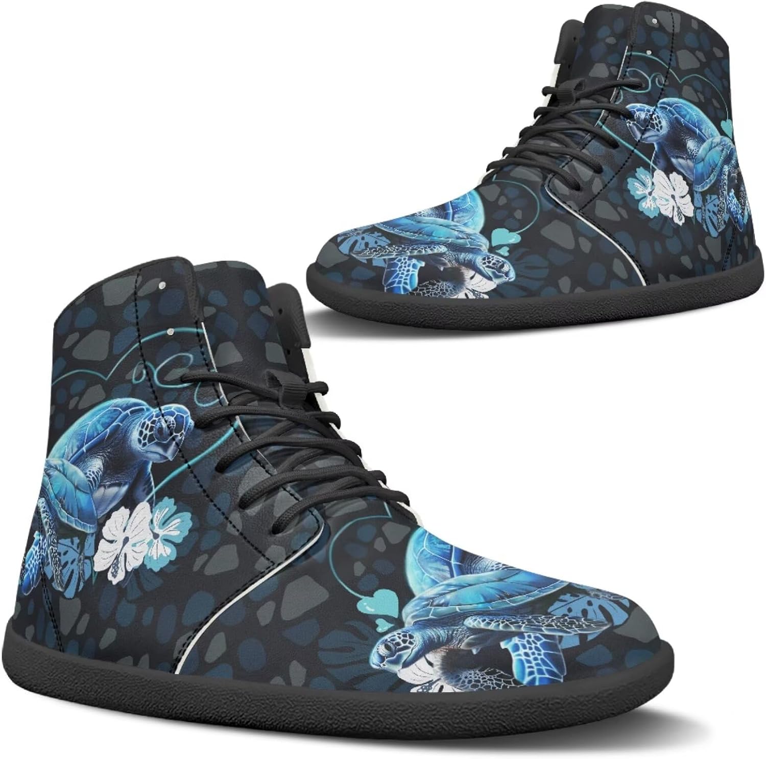 

Высокие кроссовки Binienty из водонепроницаемой PU-кожи для женщин и мужчин с широким носком и эффектом босоногости, Rainforest Sea Turtle