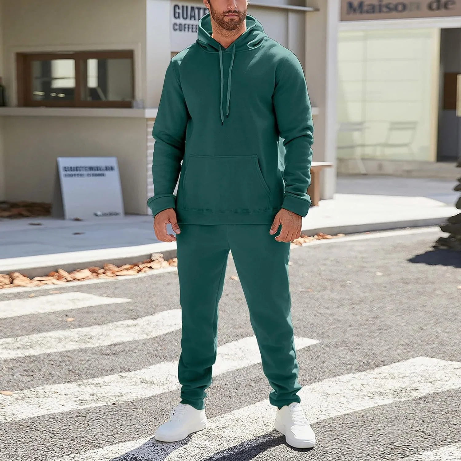 Спортивный костюм из двух предметов, бренд Generic, зеленый — фото 3