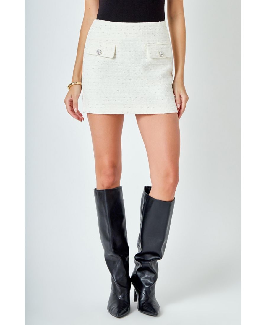 

Женская мини-юбка из твида со средней посадкой endless rose, Cream