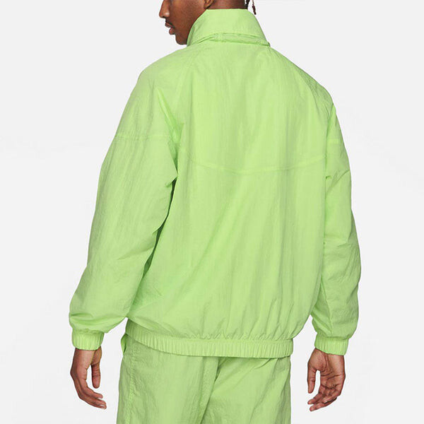 Куртка Men's Nike Solid Color Logo Label Breathable Windproof Stand Collar Half Zipper Long Sleeves Jacket Autumn Green, зеленый — фото 4