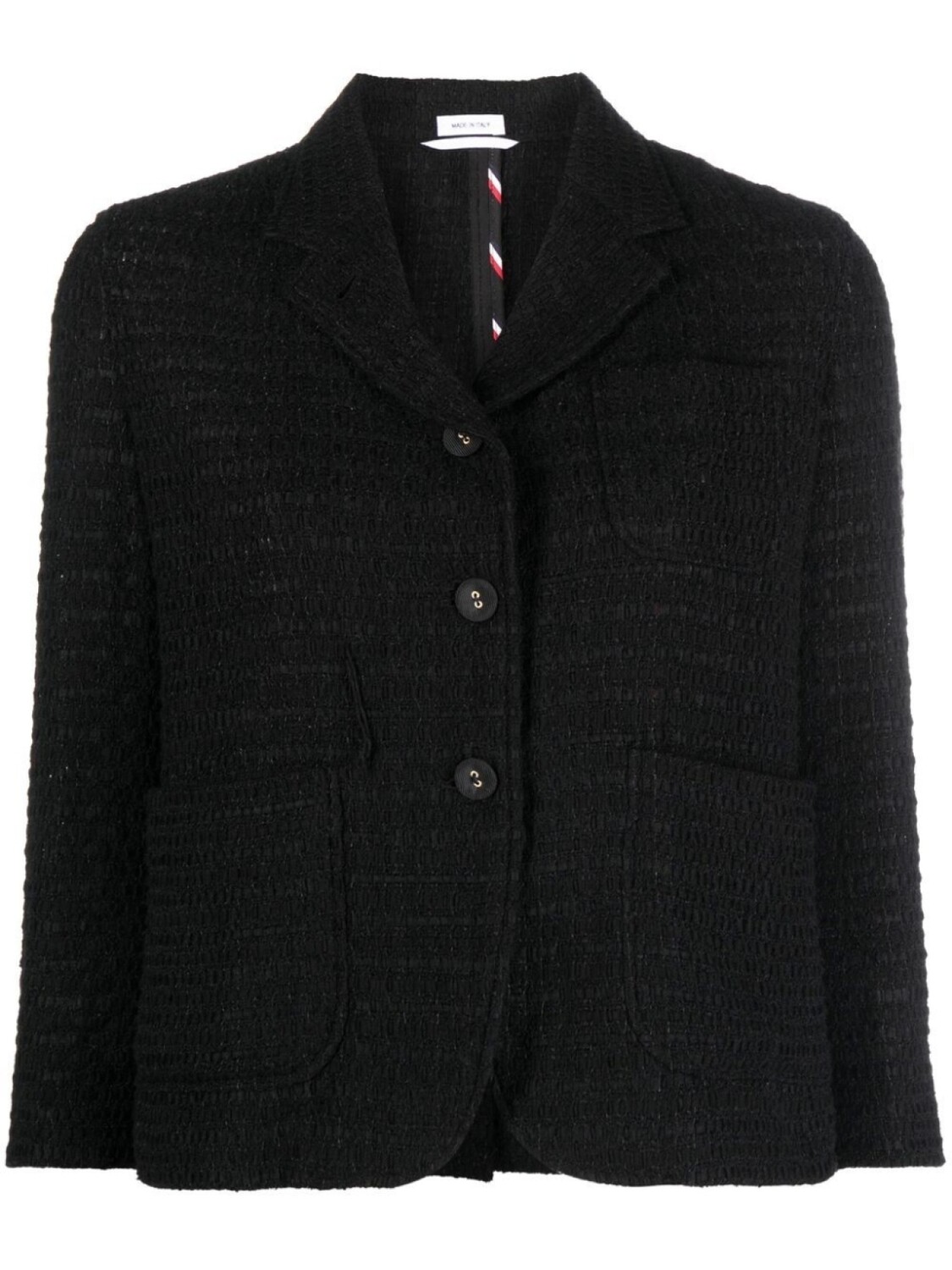 

Укороченный спортивный твидовый пиджак Thom Browne, черный
