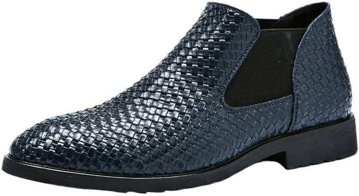 

Мужские ботинки Chelsea, классические мужские ботинки, модные ретро, противоскользящие деловые кожаные туфли, кожаные ботинки без шнуровки Zestrelax, синий