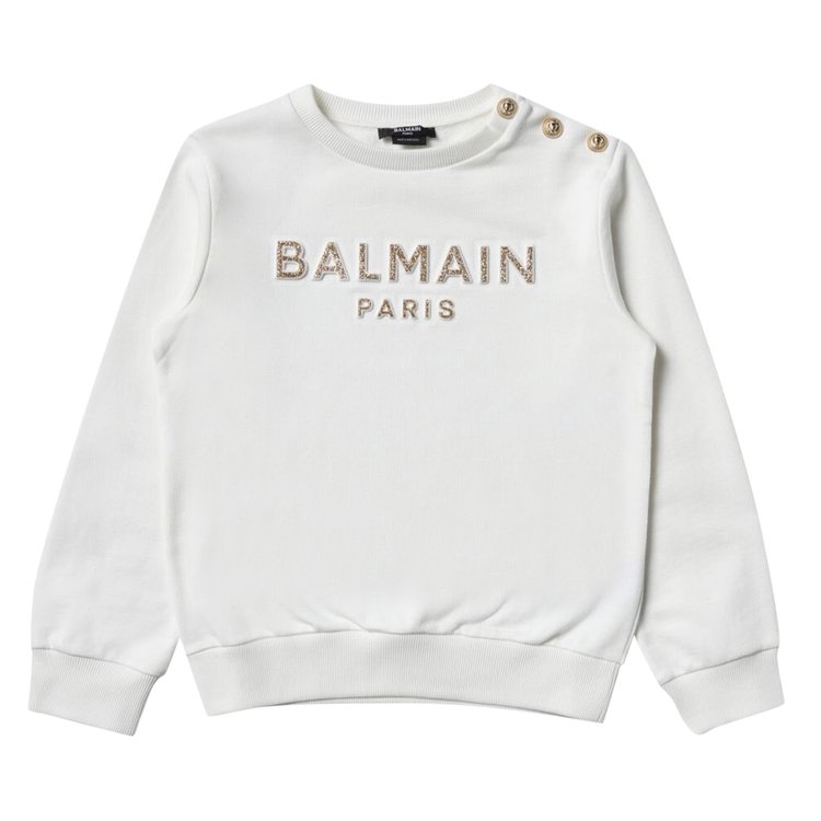 

Толстовка Balmain Kids Logo Printed Crewneck Sweatshirt, белый