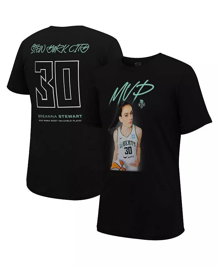

Мужская и женская черная футболка Breanna Stewart New York Liberty 2023 WNBA MVP Player Stadium Essentials, черный