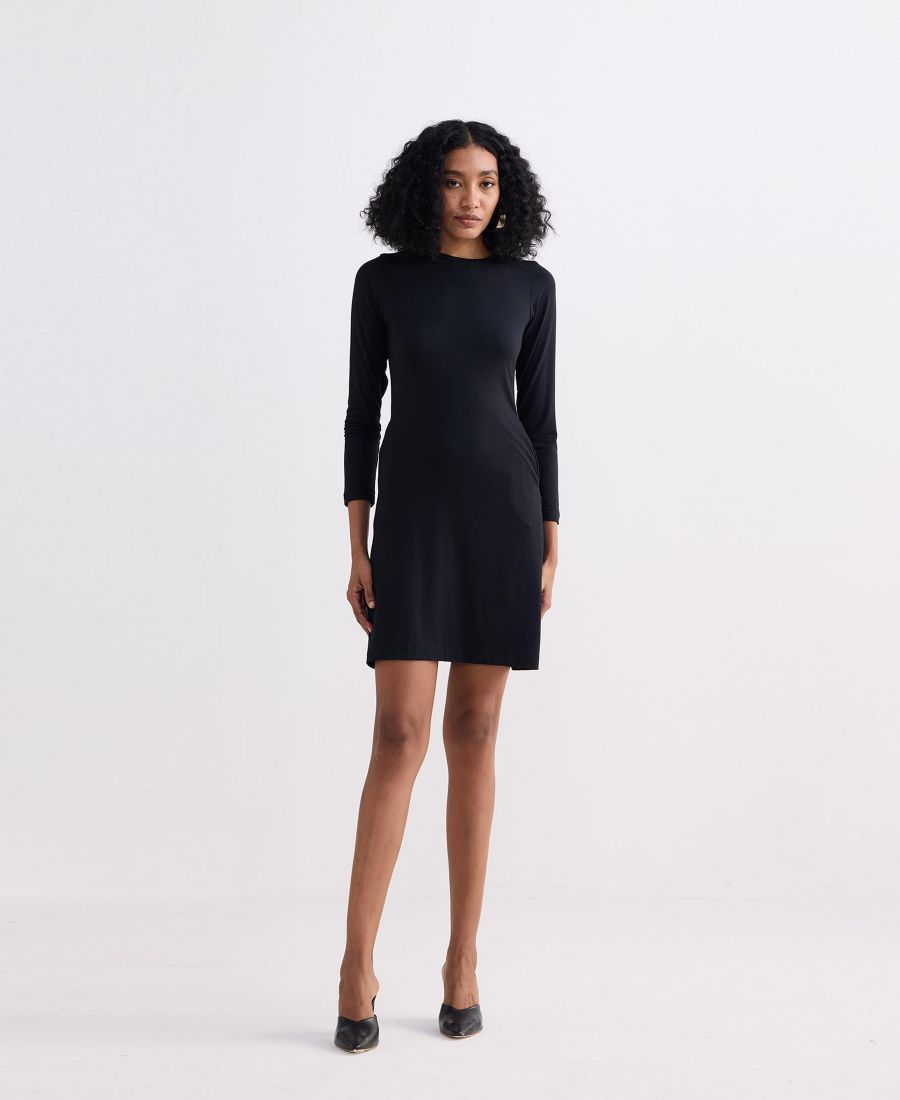 

Женское короткое облегающее платье с длинными рукавами, черное Reistor, Black