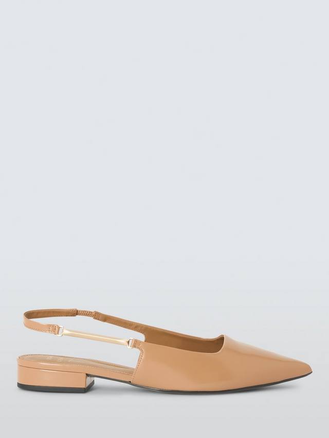 Туфли-лодочки Dakota Leather с острым носком и ремешком на пятке John Lewis, Camel