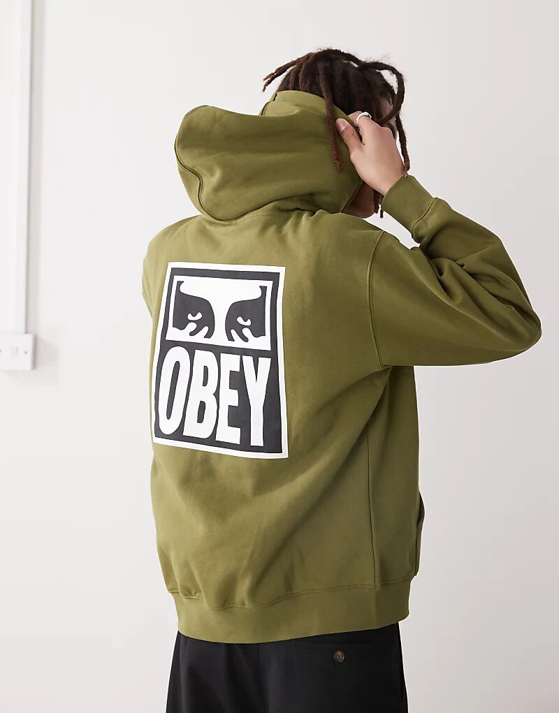 

Толстовка с капюшоном и логотипом в виде значка глаз зеленого цвета Obey