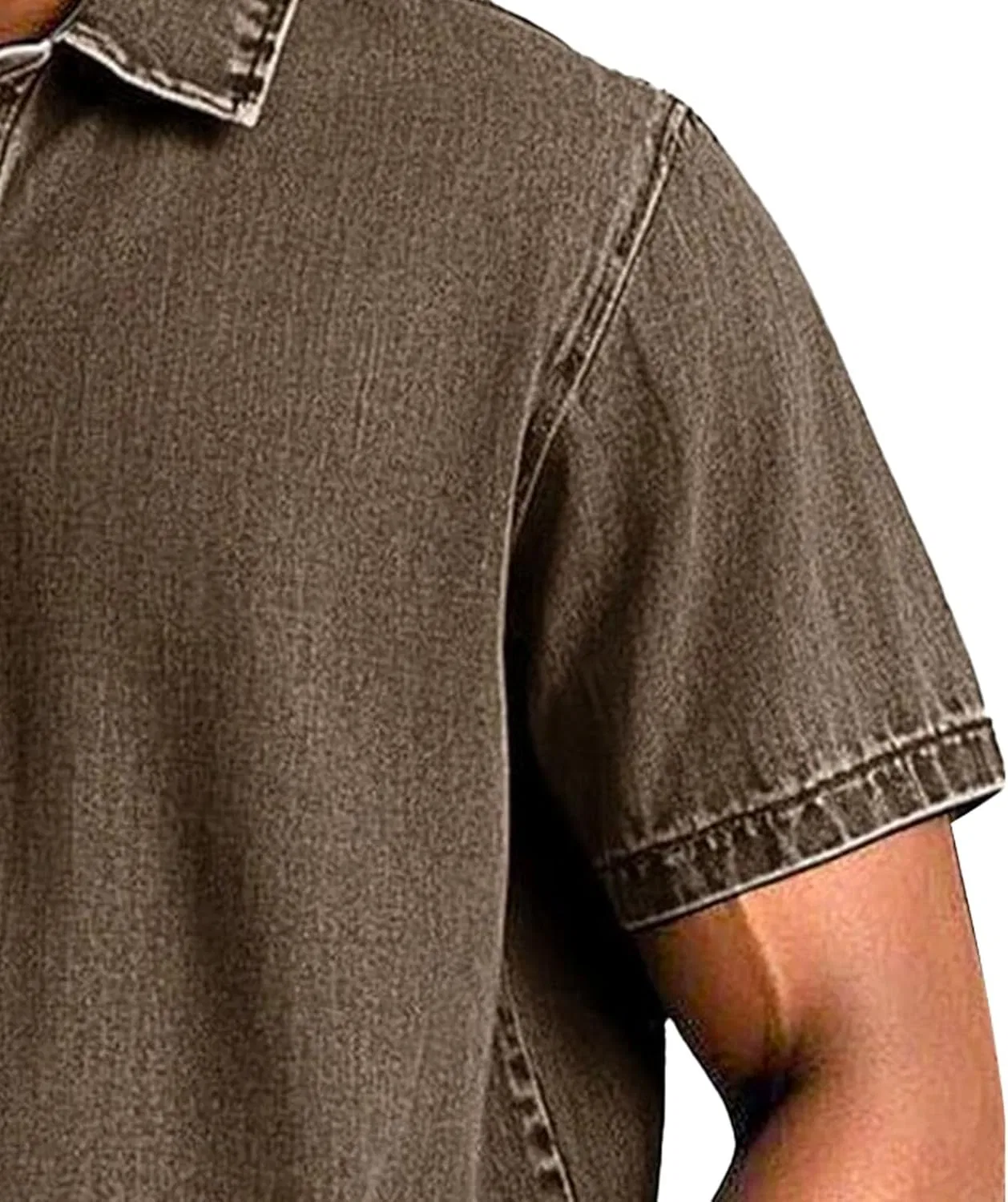 Мужские рубашки в винтажном стиле, с эффектом потертости и потертости, летние поло, хлопковые, с отворотом, с коротким рукавом — фото 4