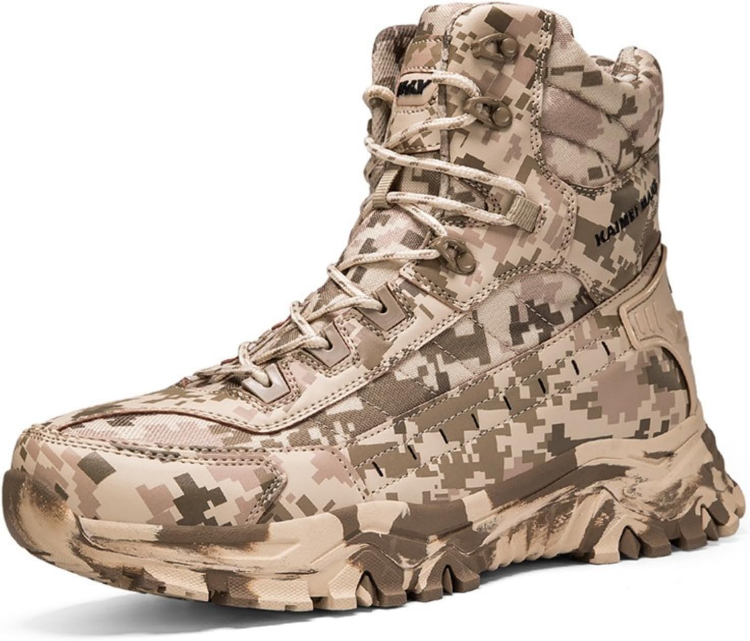 

Мужские тактические военные боевые ботинки QKLMWES с водонепроницаемым верхом из кожи, легкие, с боковой молнией, противоскользящей подошвой, для повседневной носки, походов и кемпинга, бежевый
