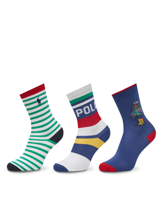 

Комплект из 3-х высоких детских носков 443969088001 Polo Ralph Lauren, мультиколор