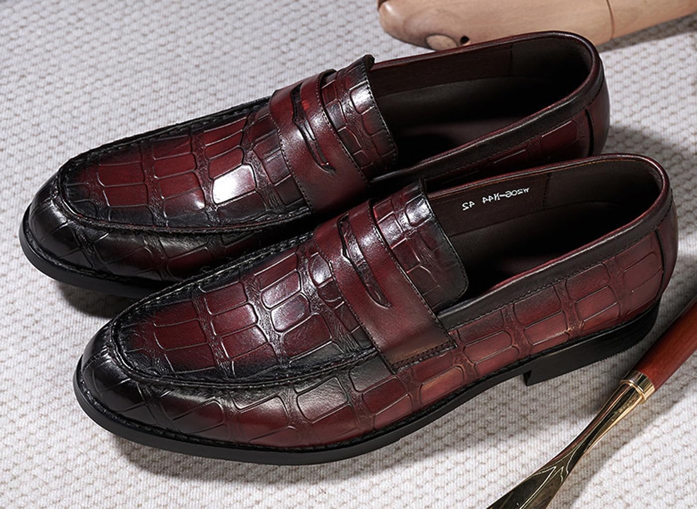 Мужские лоферы Santimon Mens Penny, формальные туфли на утяжке, из натуральной кожи с закругленным носком, мокасины для бизнеса и повседневной носки, для выпускного, свадьбы, комфортные модные туфли под смокинг для мужчин, красный — фото 4
