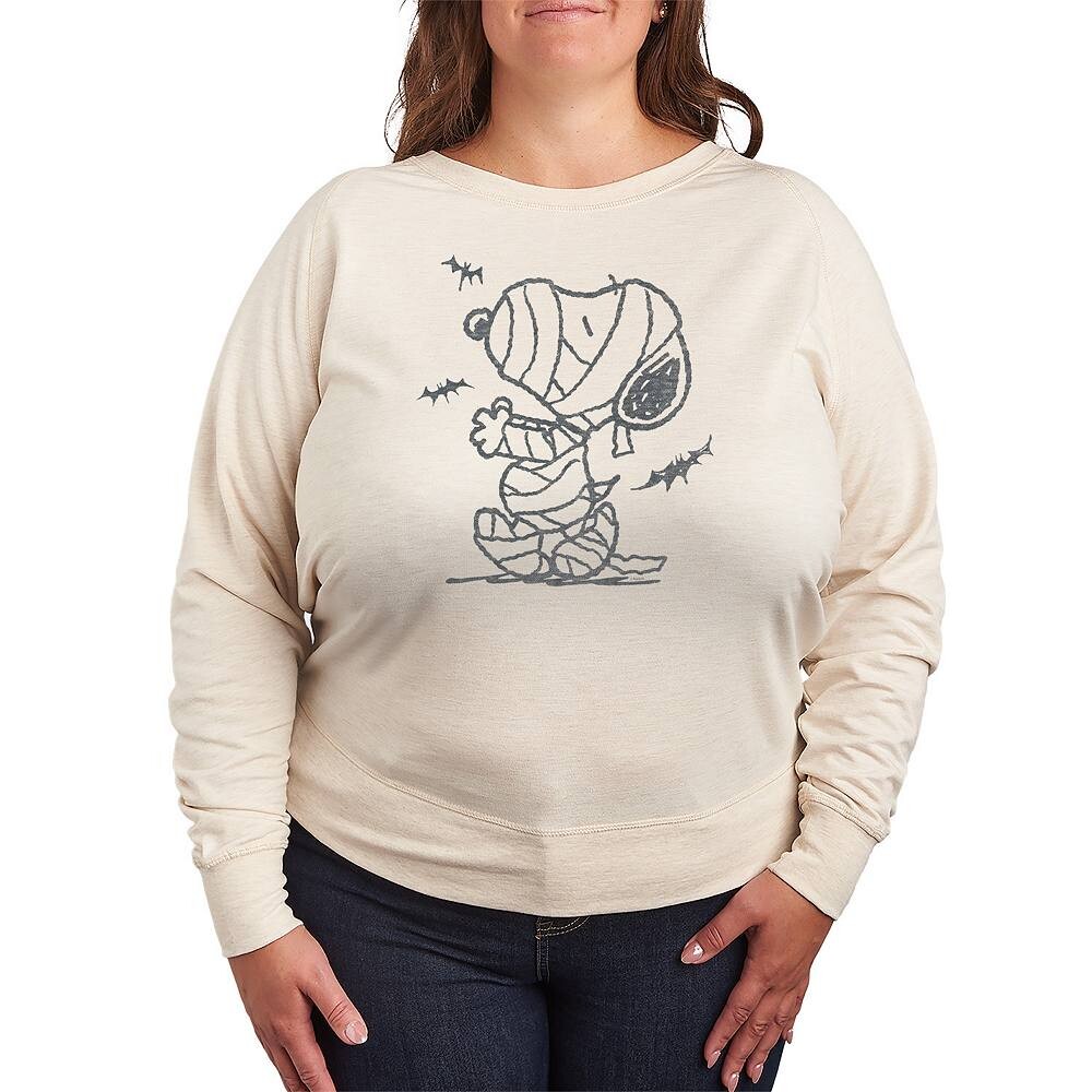 

Легкий свитшот из френч-терри больших размеров с изображением арахиса Snoopy Mummy Halloween Bats Licensed Character, бежевый