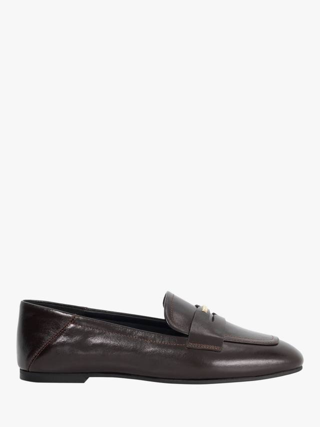 Glances Leather Crush Back логотип пенни лоферы Dune London, Brown
