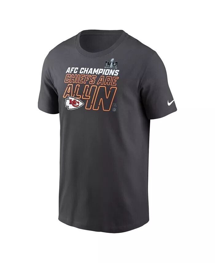 

Мужская футболка цвета антрацит Kansas City Chiefs 2023 AFC Champions Locker Room Trophy Collection Nike