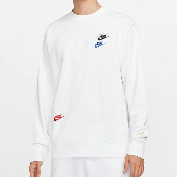 Толстовка Men's Nike Contrasting Colors Logo Casual Sports Round Neck Embroidered Pullover White, черный — фото 3