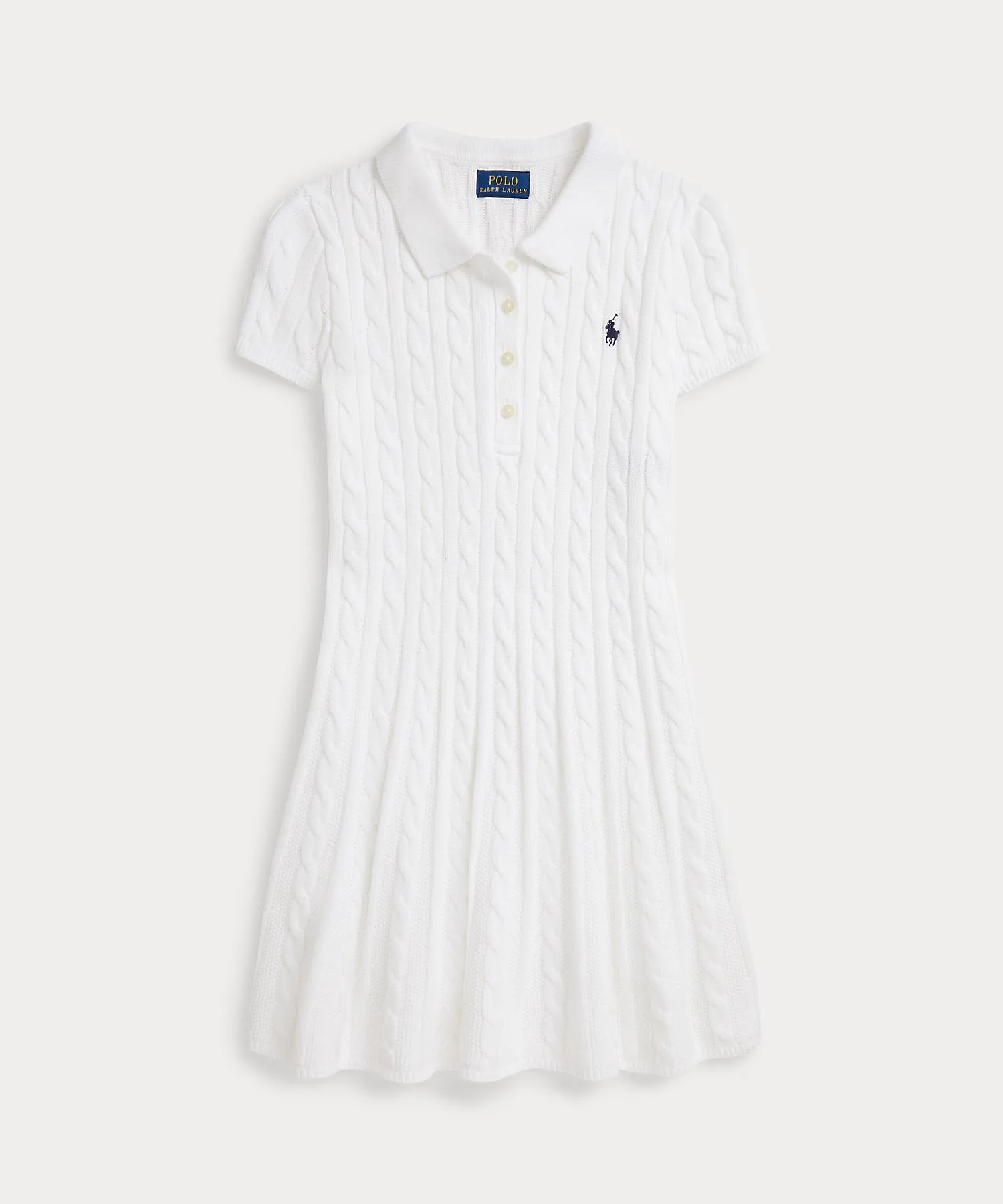 Детское платье-свитер A-line из хлопка с вышивкой лошадки POLO RALPH LAUREN белое