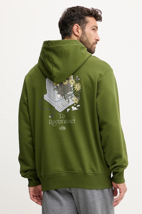 

Хлопковая толстовка Connect Relaxed The North Face, зеленый
