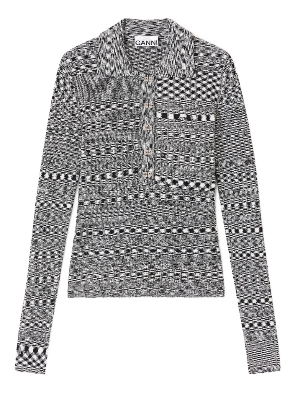 

Клетчатая рубашка поло GANNI, черный