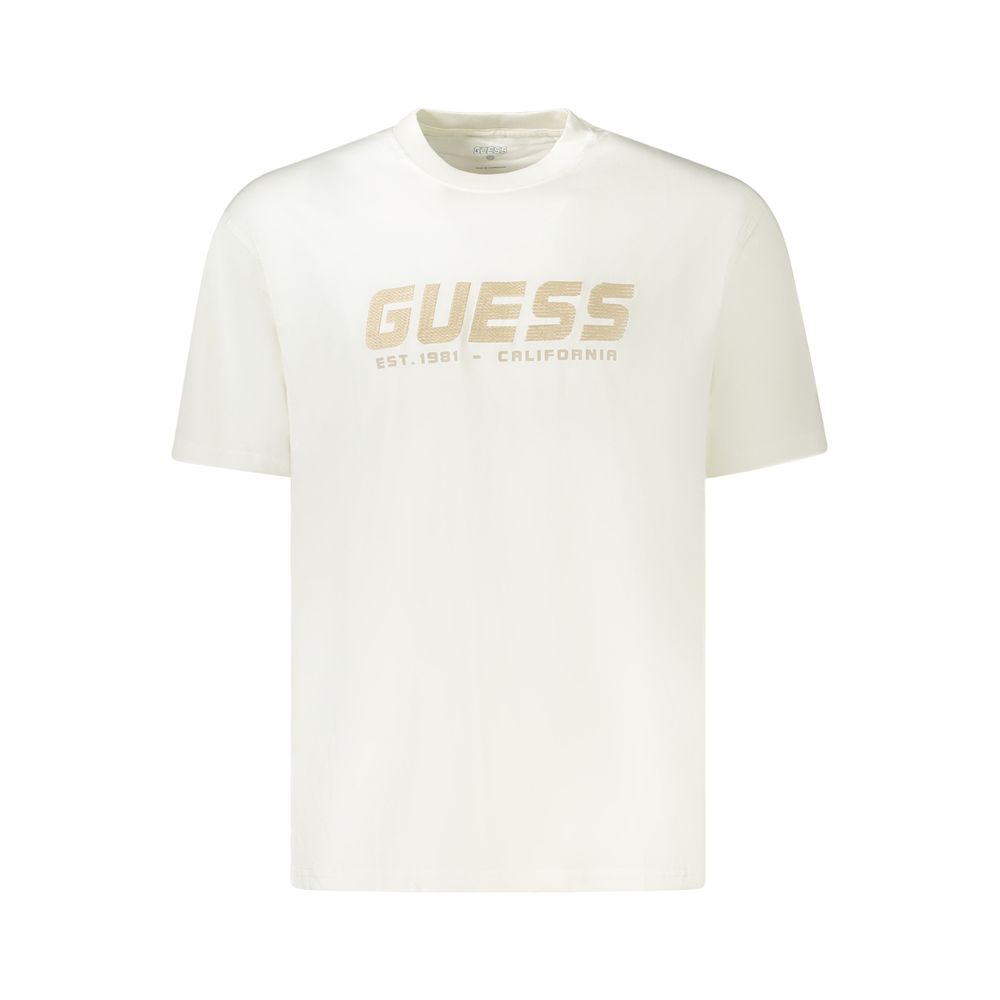 

Бежевая хлопковая мужская футболка Guess Shoes