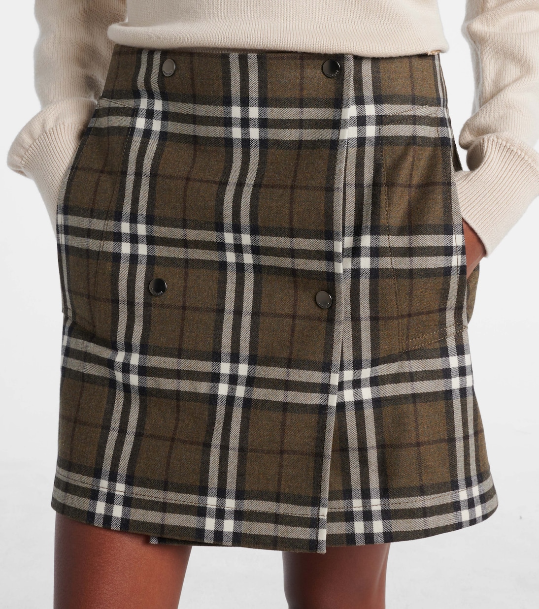 Мини-юбка из шерсти в клетку Burberry Burberry, Shrub/Yew Ip Check — фото 4