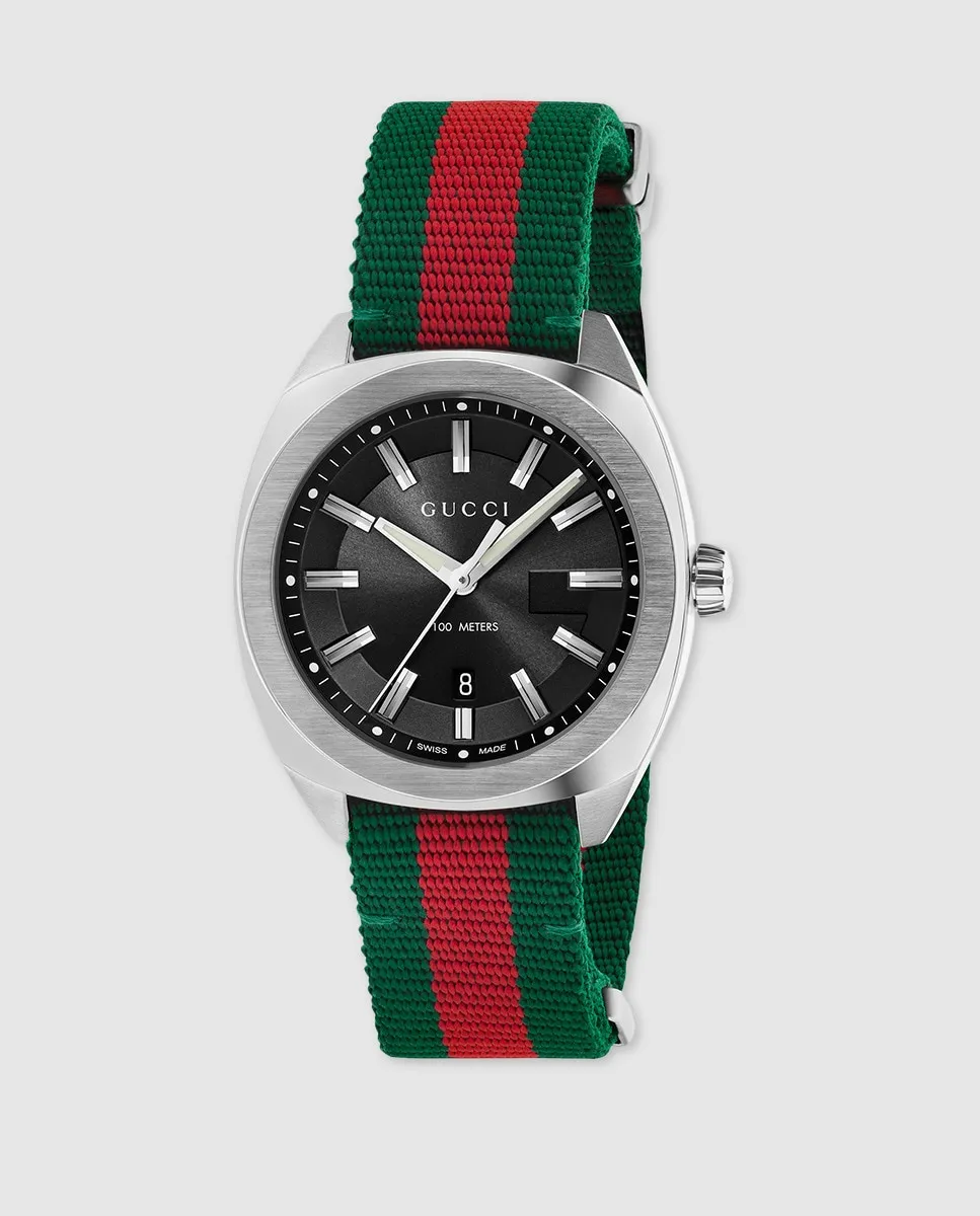 

Мужские часы Gucci GG2570 YA142305 из красного и зеленого нейлона, красно-зеленый
