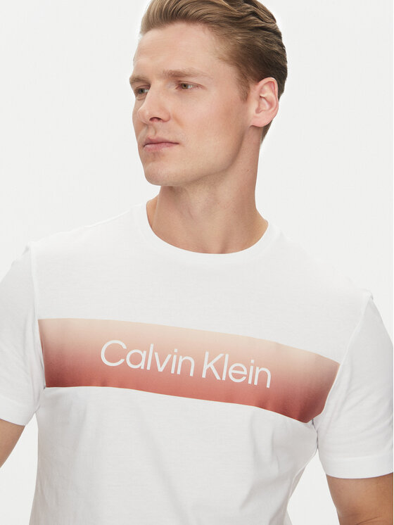 Футболка обычного кроя Linear Ombre K10K114163 Calvin Klein, белый — фото 4