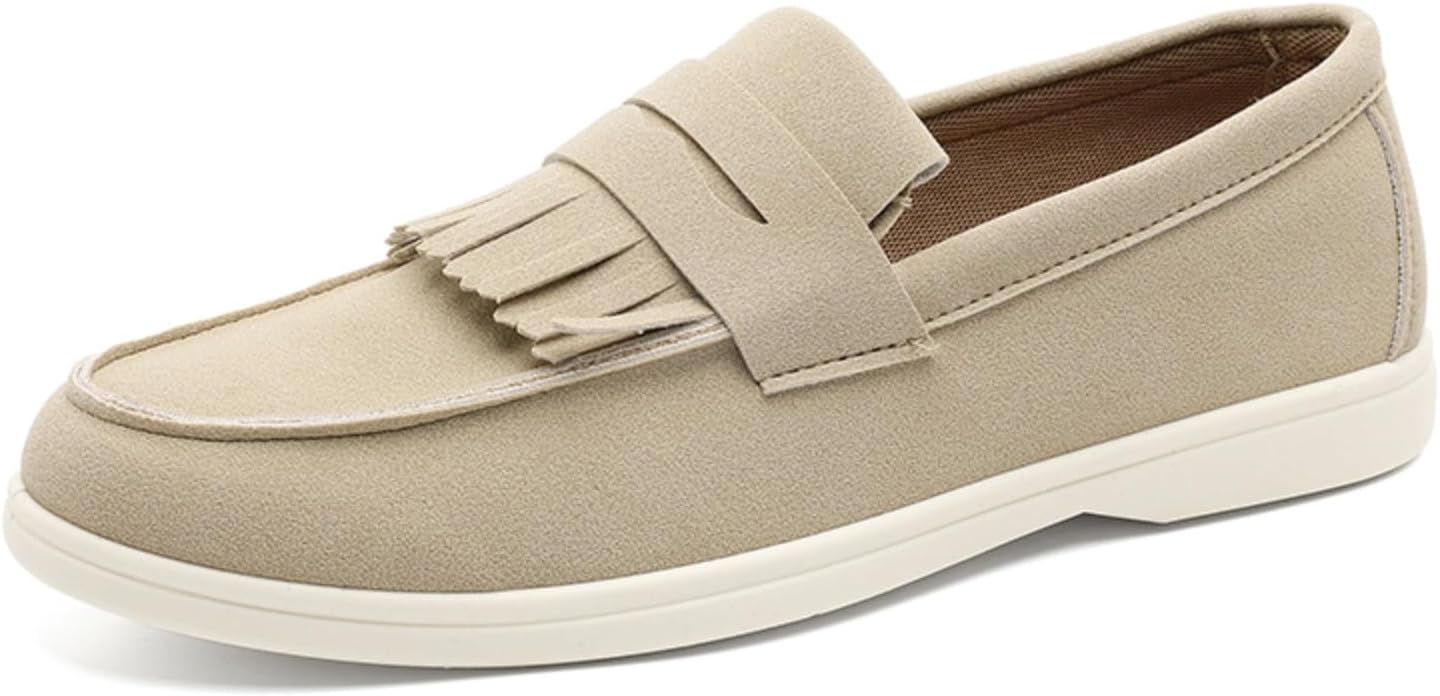 

Мужские кожаные лоферы-слипоны мокасины из замши, деловые и офисные туфли, легкие, дышащие, стильные обувь для мужчин Generic, бежевый
