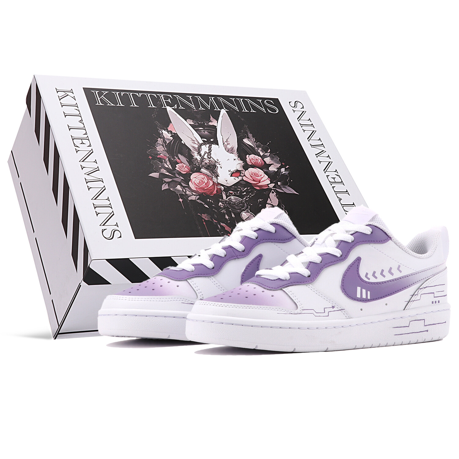 

Кроссовки Nike Court Borough Skateboarding Shoes Women's Low-top Purple/white, сиреневый/фиолетовый/белый