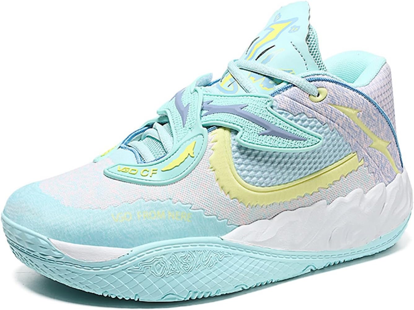 

Мужские стильные кроссовки для баскетбола с граффити, противоскользящие, с амортизацией, дышащие, с сетчатым верхом, на шнуровке, повседневные спортивные туфли, подходят для занятий спортом на улице, бега и прогулок Qaoterod, белый