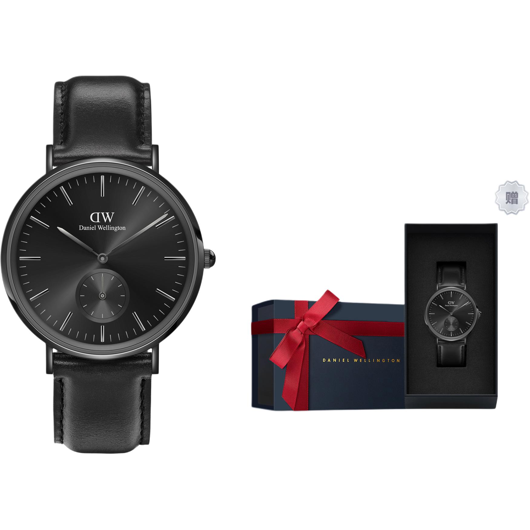 

DW/DanielWellington Часы Daniel Wellington Wrist Watch Quartz Movement Leather Strap 40mm Black Dial Men's Watch, Radiant Black