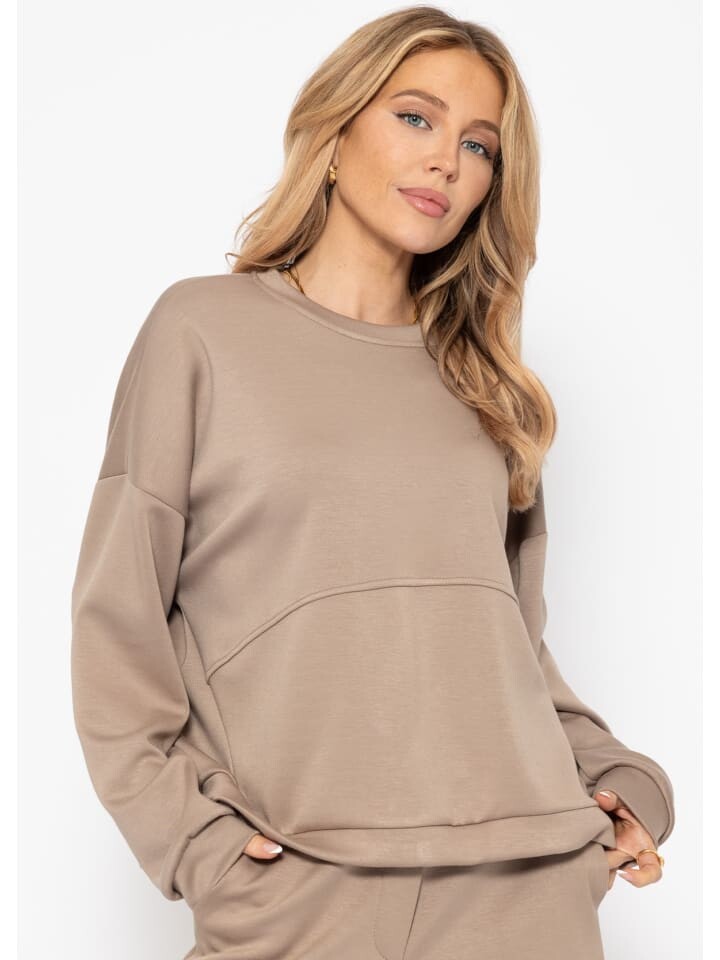 

Пуловер SASSYCLASSY Sweatshirt mit Teilungsnähten, серо-коричневый