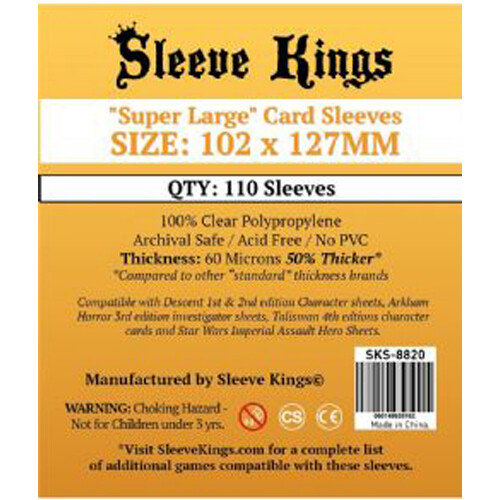 

Чехол для карточек Sleeve Kings Super Large Card Sleeves X 110 (102Mm X 127Mm)