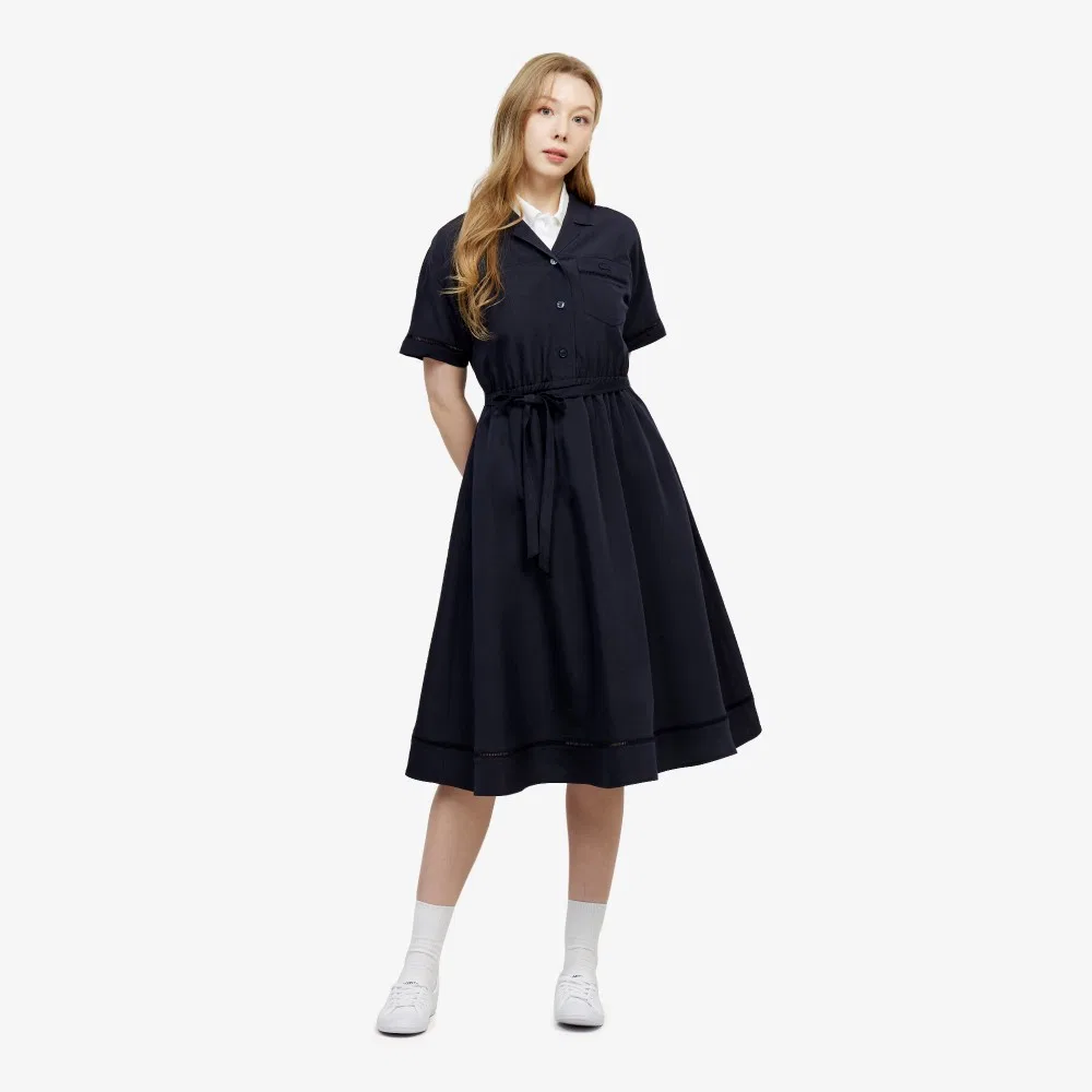 Платье-рубашка Lacoste с открытой спиной, тёмно-синее — фото 4