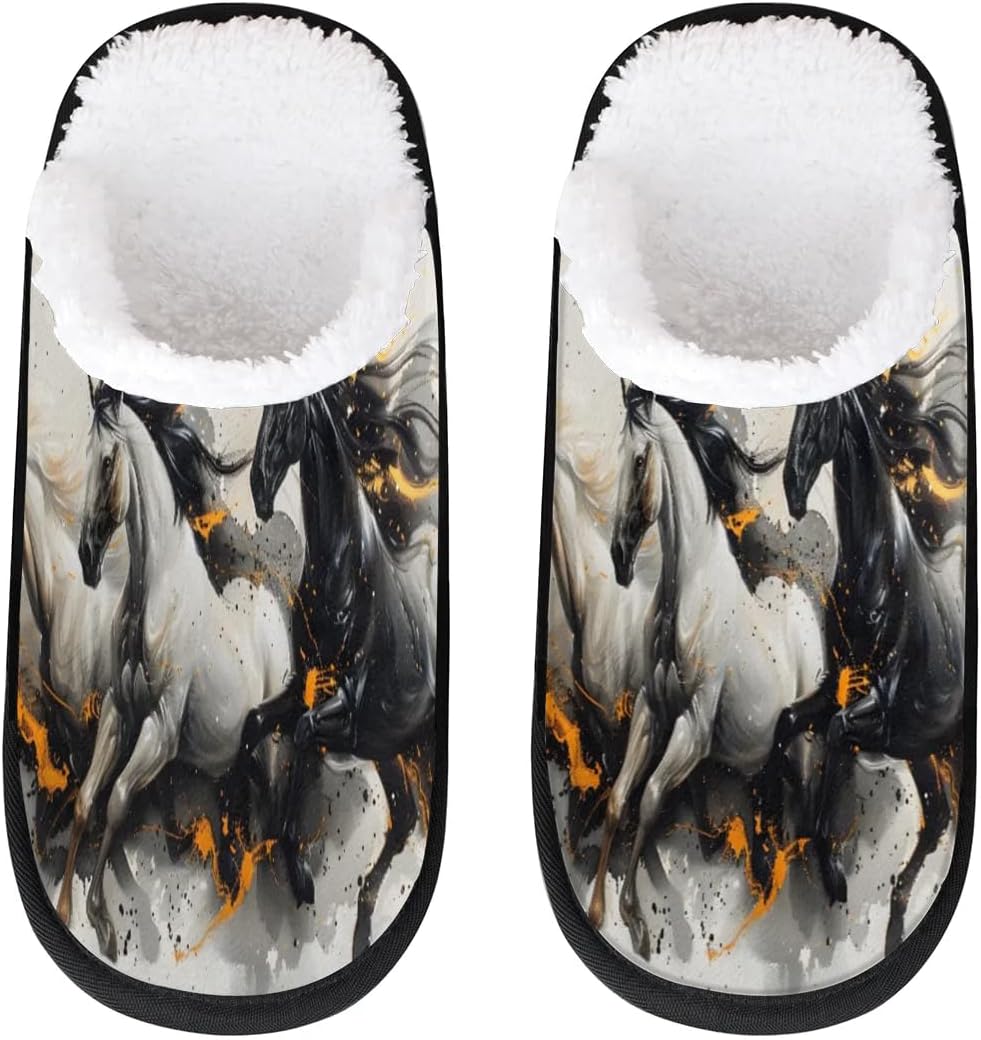 

Тапочки Gublec для женщин и мужчин, уютные с нескользящей подошвой, для дома, теплые плюшевые тапочки для дома, спальни и путешествий, Beautiful Horses