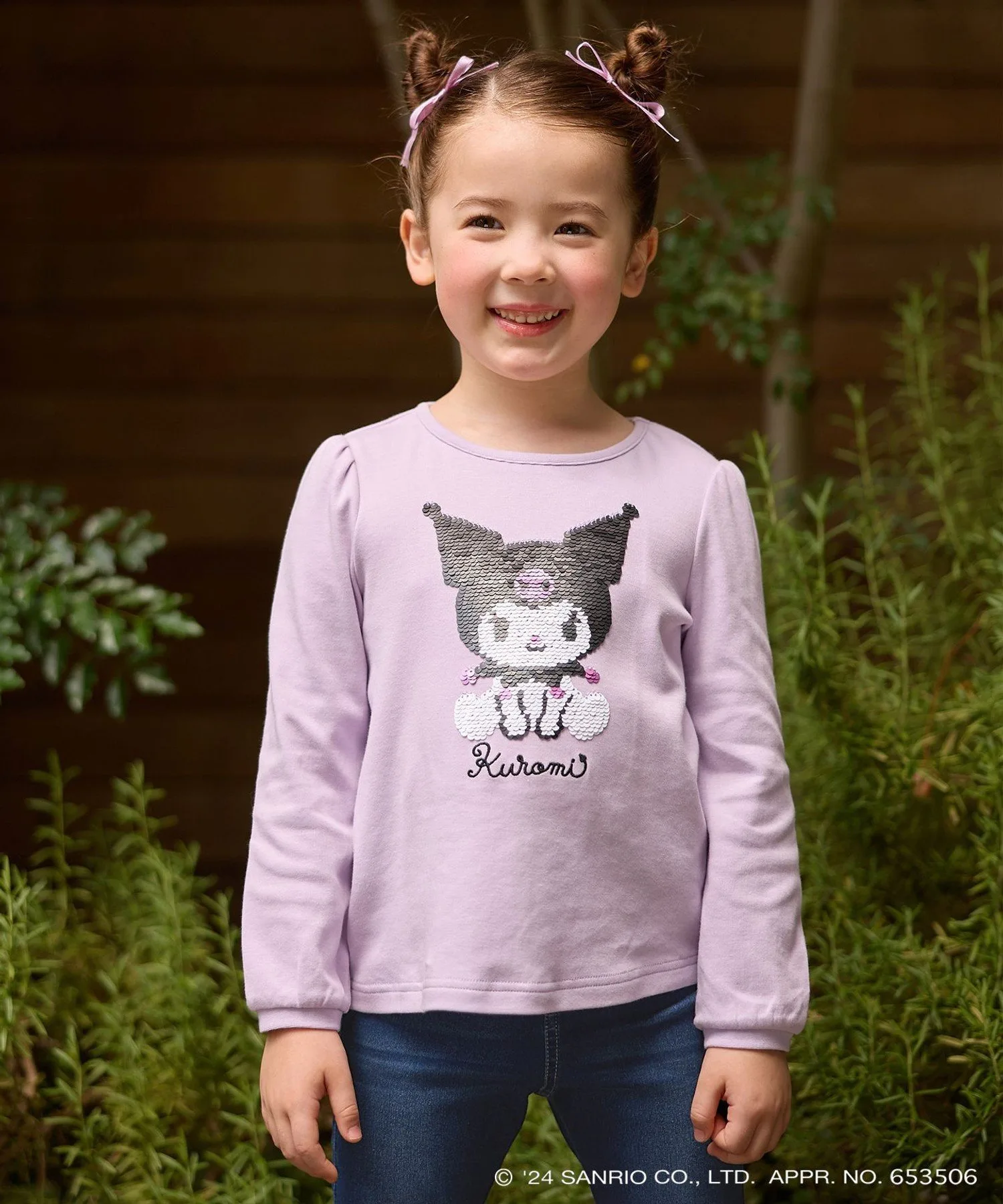 Футболка с длинными рукавами Miracle Sequin ANY KIDS, Lavender x Kuromi [082] — фото 3