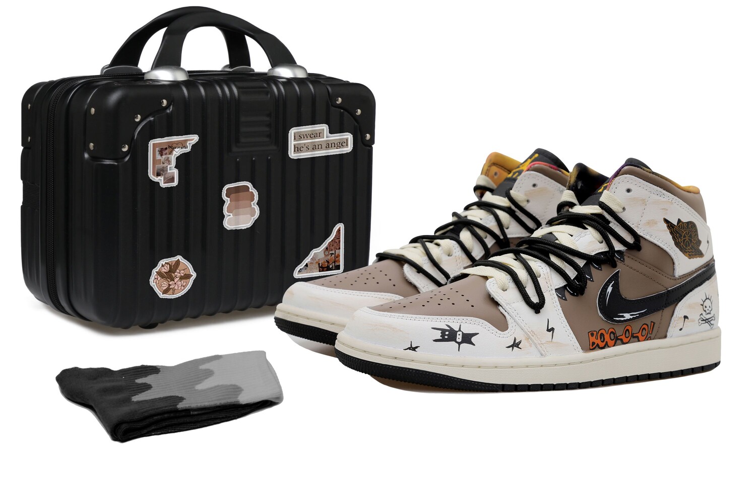 

Кроссовки Air Jordan 1 Vintage Basketball Shoes Men High-top Black/White/Brown, белый