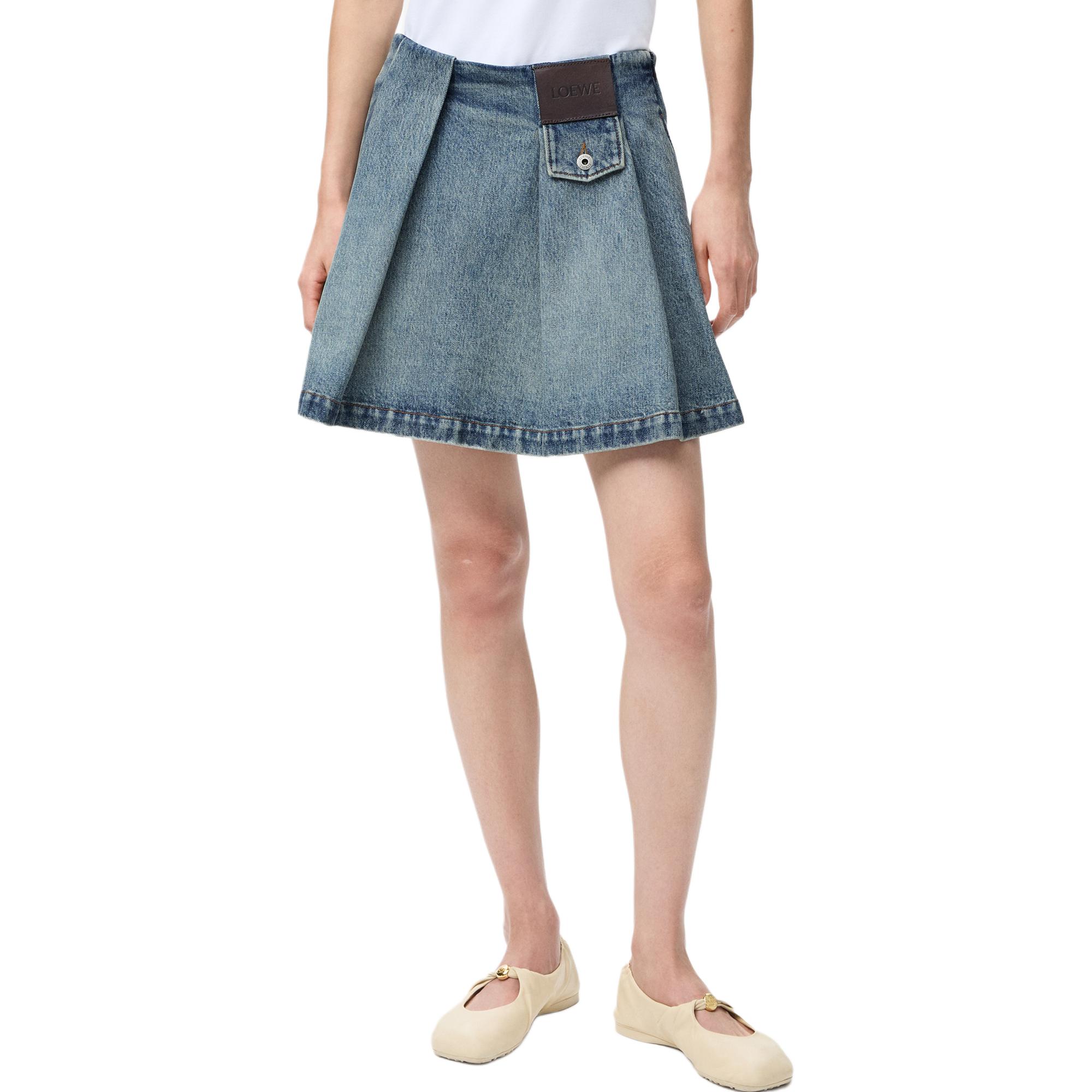 Джинсовая короткая юбка FW25 для женщин Loewe, washed denim — фото 4