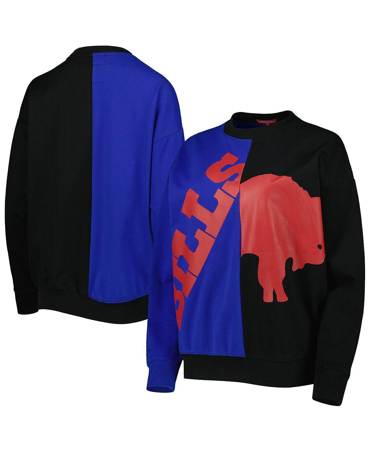 

Женский черный пуловер Buffalo Bills с большим лицом, королевский свитшот Mitchell & Ness