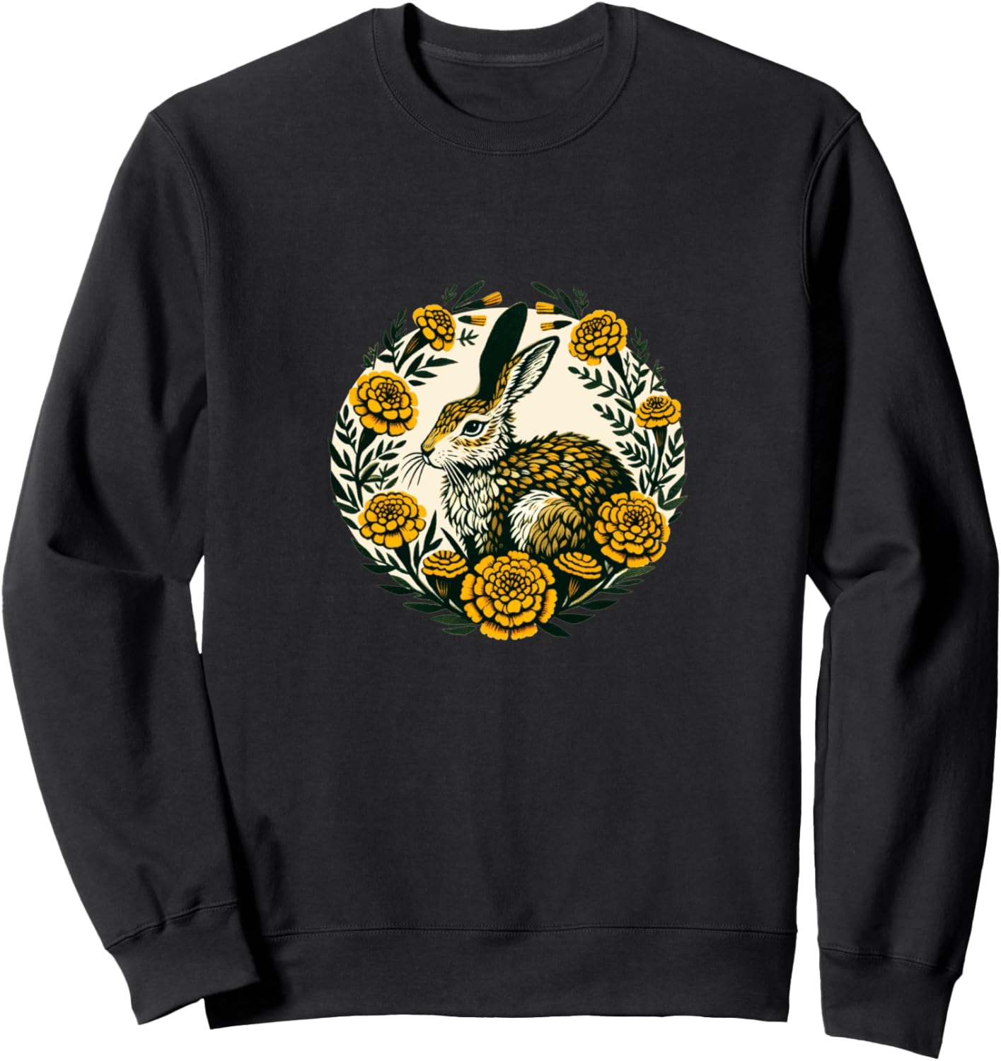 

Винтажная толстовка с изображением кролика и цветочного узора Бахрома Cottontail Leveret Rabbit Bubb, черный