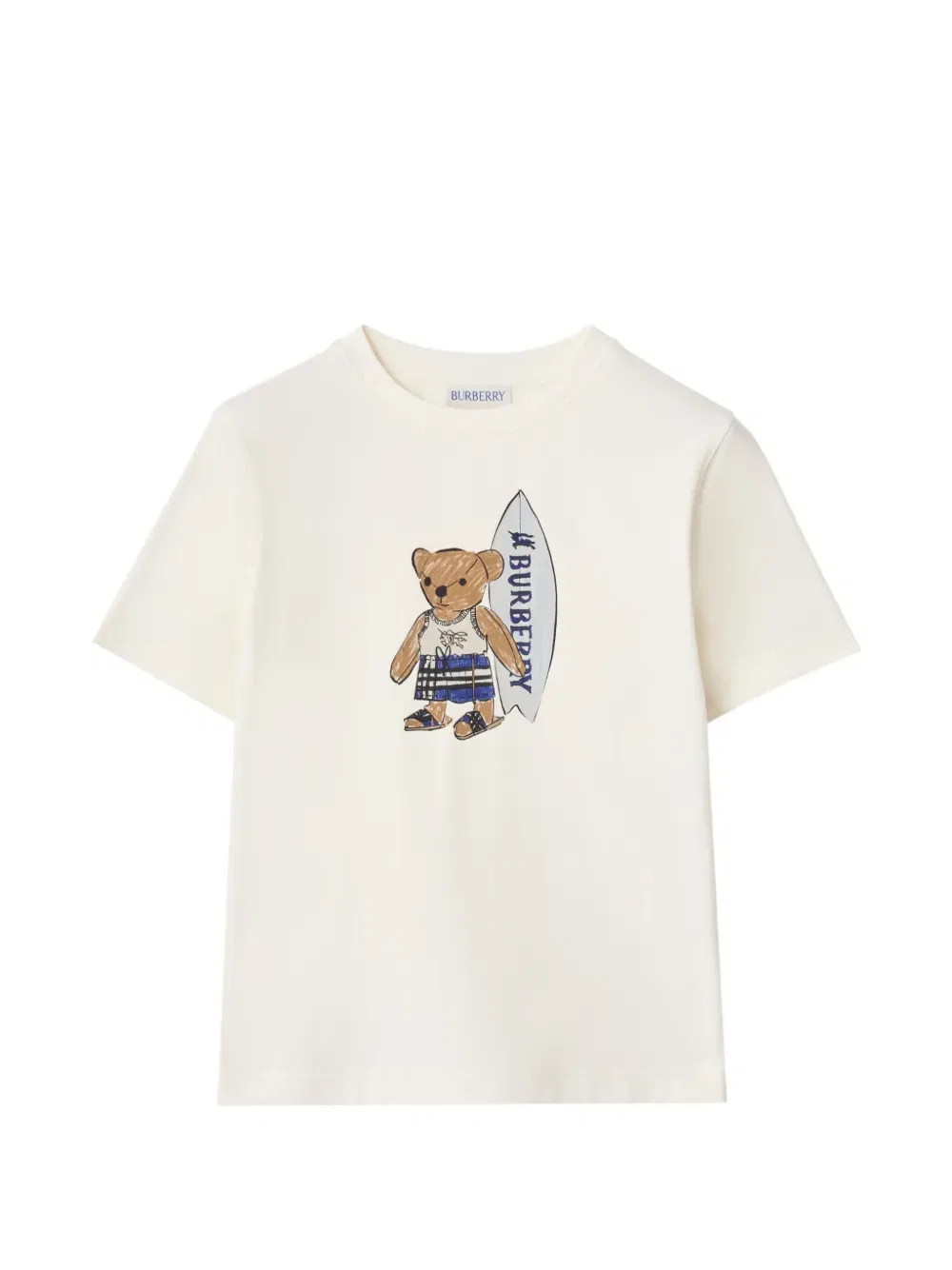 Футболка с изображением медведя Burberry Kids, белый