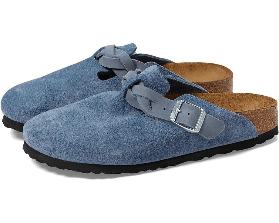 

Сабо Birkenstock Boston Braid - Suede, цвет Elemental Blue
