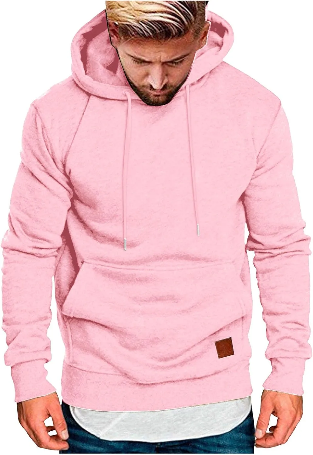 

Худи мужское Streetwear Y2k с длинным рукавом и карманом