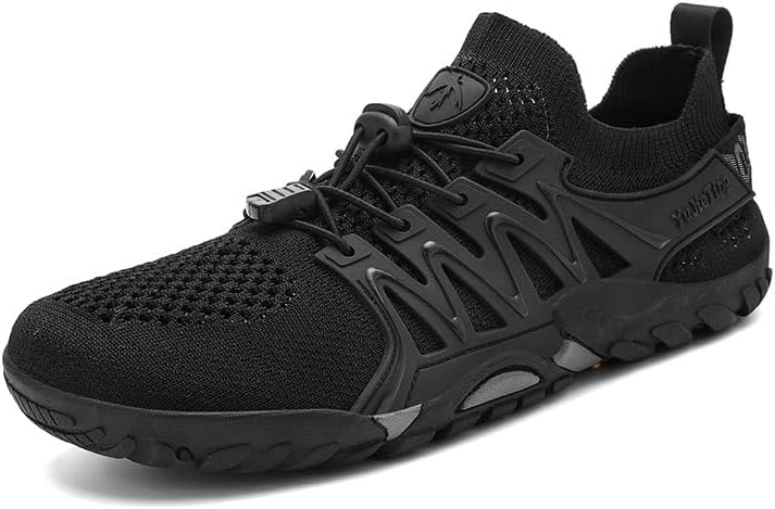 

Мужские походные водные туфли Быстросохнущие Нескользящие кроссовки Легкие дышащие кроссовки для трейлового бега, треккинга, рыбалки, прогулок по реке, пляжу и кемпинга Qacksv, черный