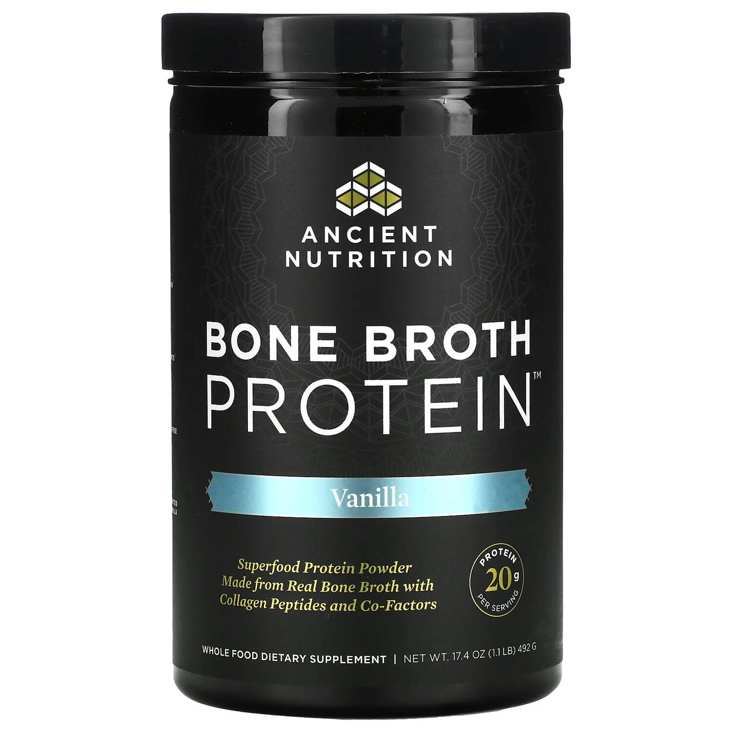 

Dr. Axe / Ancient Nutrition "Белок костного бульона" белковый порошок с ванильным вкусом 16,2 унции (460 г)