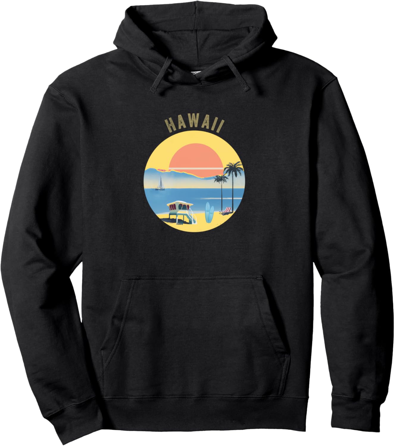 

Сувенирная одежда с Гавайев - Ретро винтажная гавайская толстовка Hawaii Retro Souvenir Apparel, черный