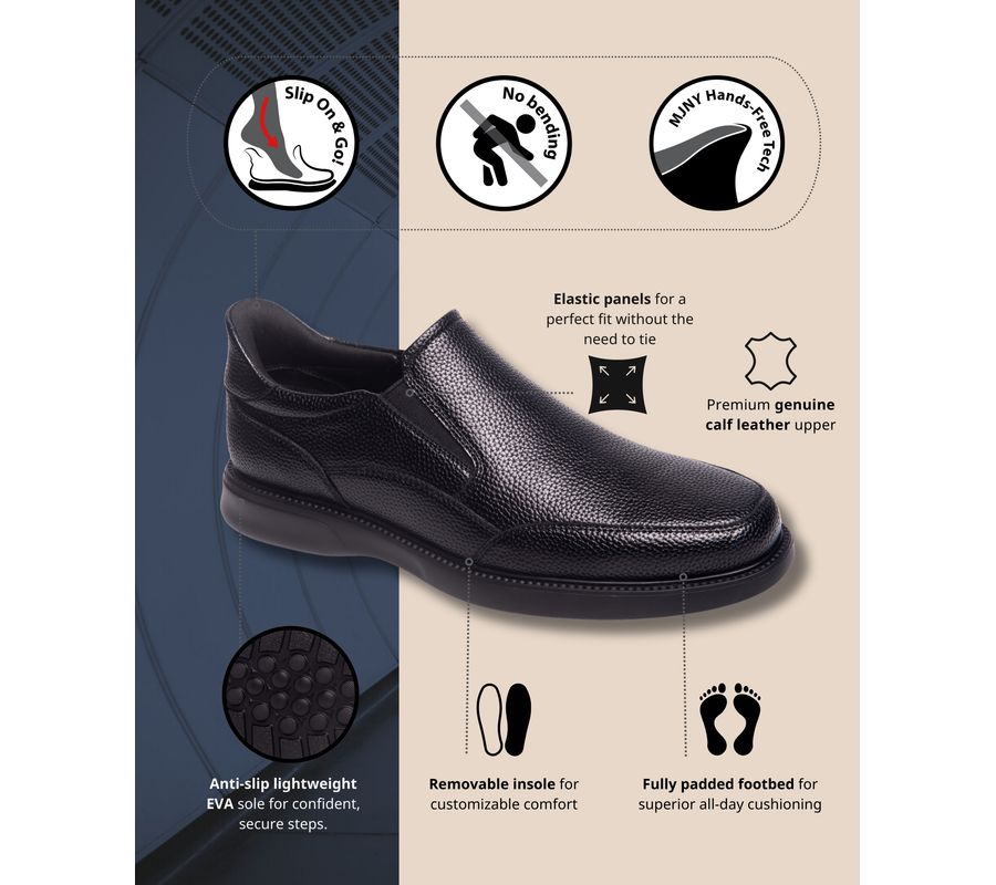 Мужские лоферы Chicago Road с технологией Hands-Free Slip On Marc Joseph New York, Black grainy leather — фото 3