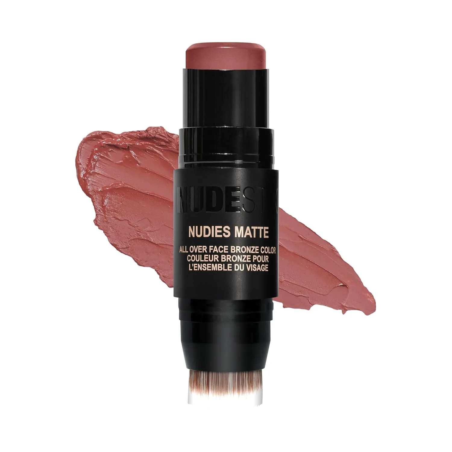 Nudestix Nudies Bronze All Over Matte Bronzing Stick - кремовый бронзер 3-в-1 для щек, глаз и губ со встроенной кистью | Естественный контур и эффект загара, Sunkissed Cool