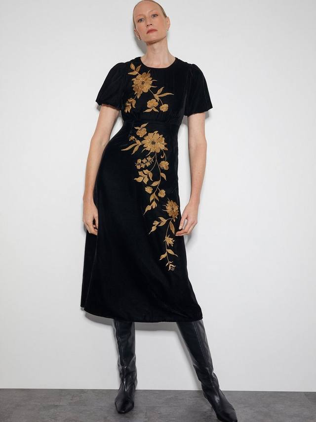 

Бархатное платье кендры Monsoon, цвет Black/Gold